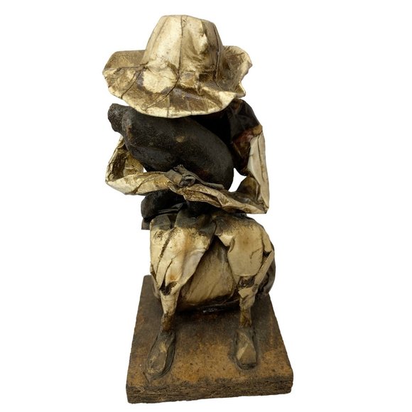 Vintage Pair Mexican Folk Art Paper Mache Sitting Holding Pig Handmade - Picture 5 of 12